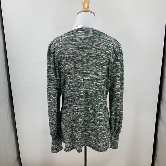 Status by Chenault Space Dye Top Womens M Medium Puff Sleeves Flare Sweater - Picture 3 of 11